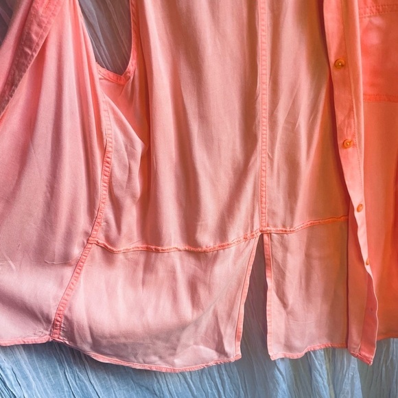 Mossimo Sleeveless Top Neon Pink Salmon Collared Button Down, XL - Picture 7 of 7